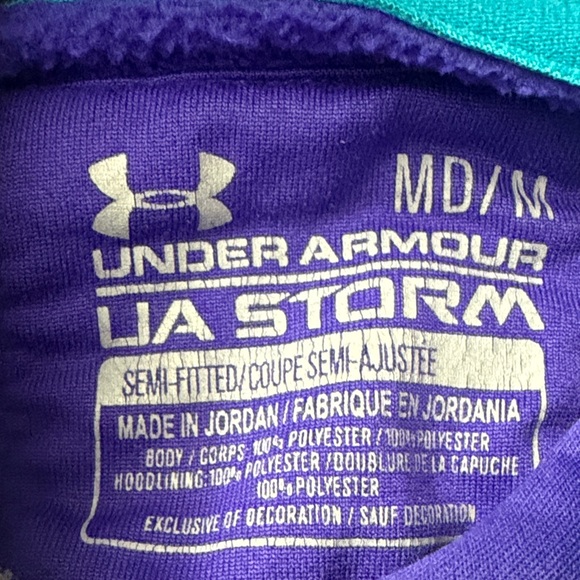 Under Armour Storm Semi Fitted Purple Blue and Gray Logo Hoodie - Picture 4 of 12